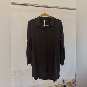 Button-Down Black Long Sleeve Dress